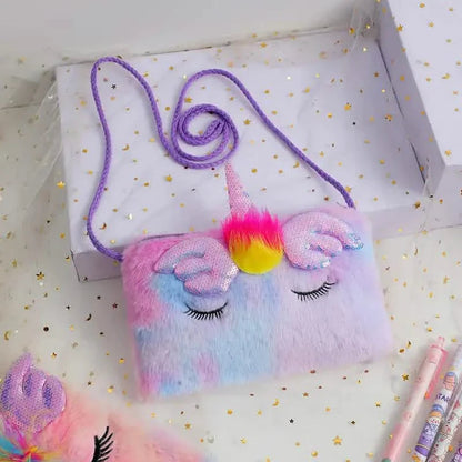 Girls Cute Sequin Plush Unicorn Tie Dye Bag DailySale