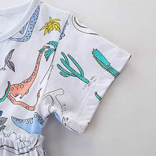 Girl's Dinosaur Tunic Short Sleeve Summer Casual Dress DailySale