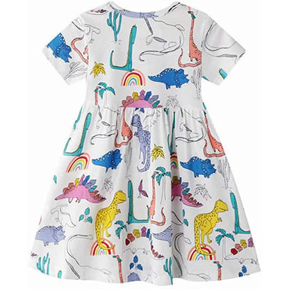 Girl's Dinosaur Tunic Short Sleeve Summer Casual Dress DailySale