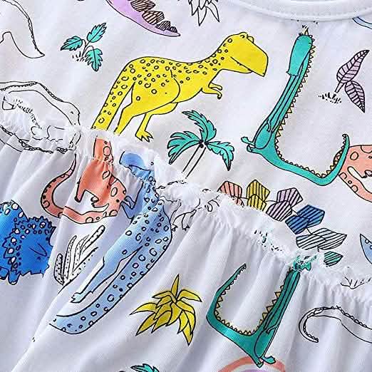 Girl's Dinosaur Tunic Short Sleeve Summer Casual Dress DailySale