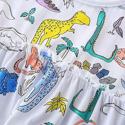 Girl's Dinosaur Tunic Short Sleeve Summer Casual Dress DailySale