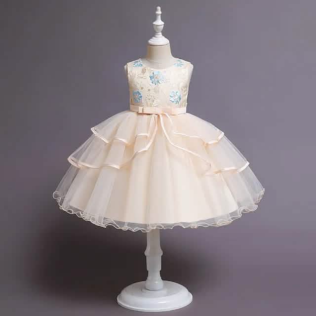 Girls' Patchwork Mesh Bow Party Dress DailySale