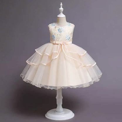 Girls' Patchwork Mesh Bow Party Dress DailySale