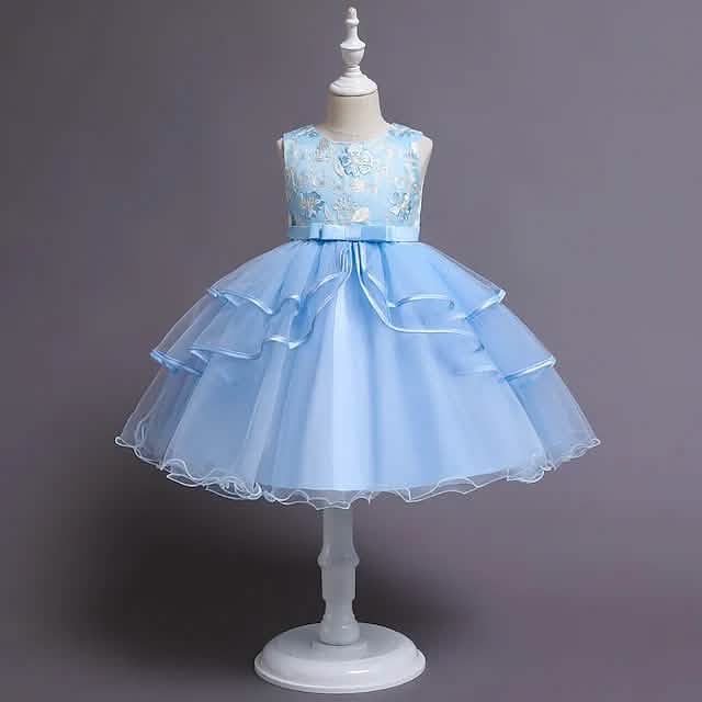 Girls' Patchwork Mesh Bow Party Dress DailySale