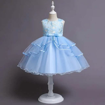 Girls' Patchwork Mesh Bow Party Dress DailySale