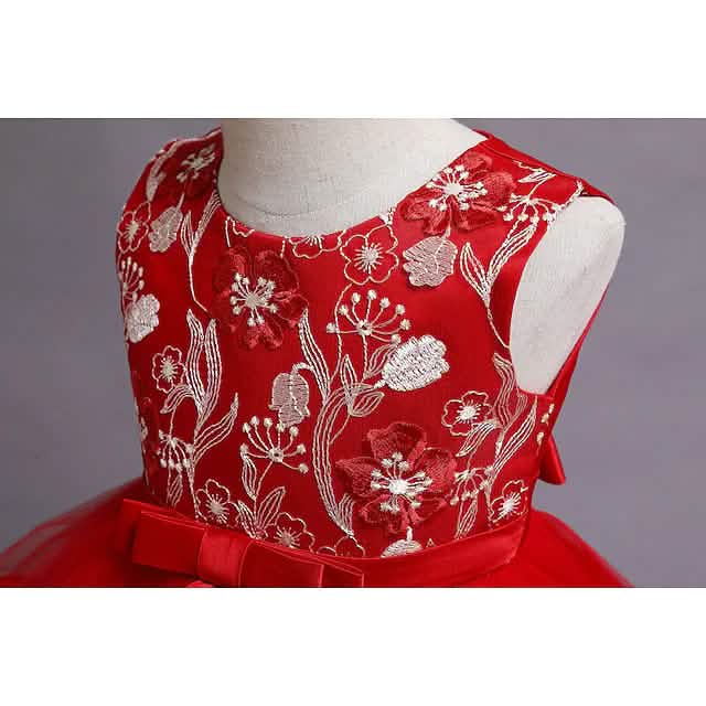 Girls' Patchwork Mesh Bow Party Dress DailySale