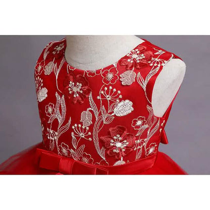 Girls' Patchwork Mesh Bow Party Dress DailySale