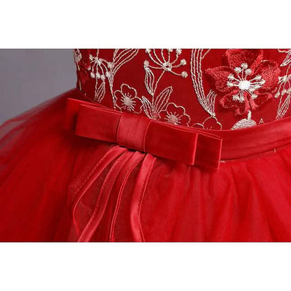Girls' Patchwork Mesh Bow Party Dress DailySale