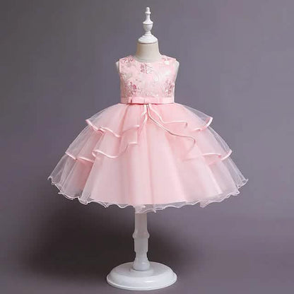Girls' Patchwork Mesh Bow Party Dress DailySale