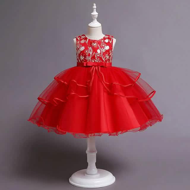 Girls' Patchwork Mesh Bow Party Dress DailySale
