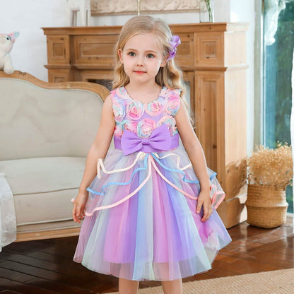 Girl's Rainbow Tulle Lace Dress DailySale