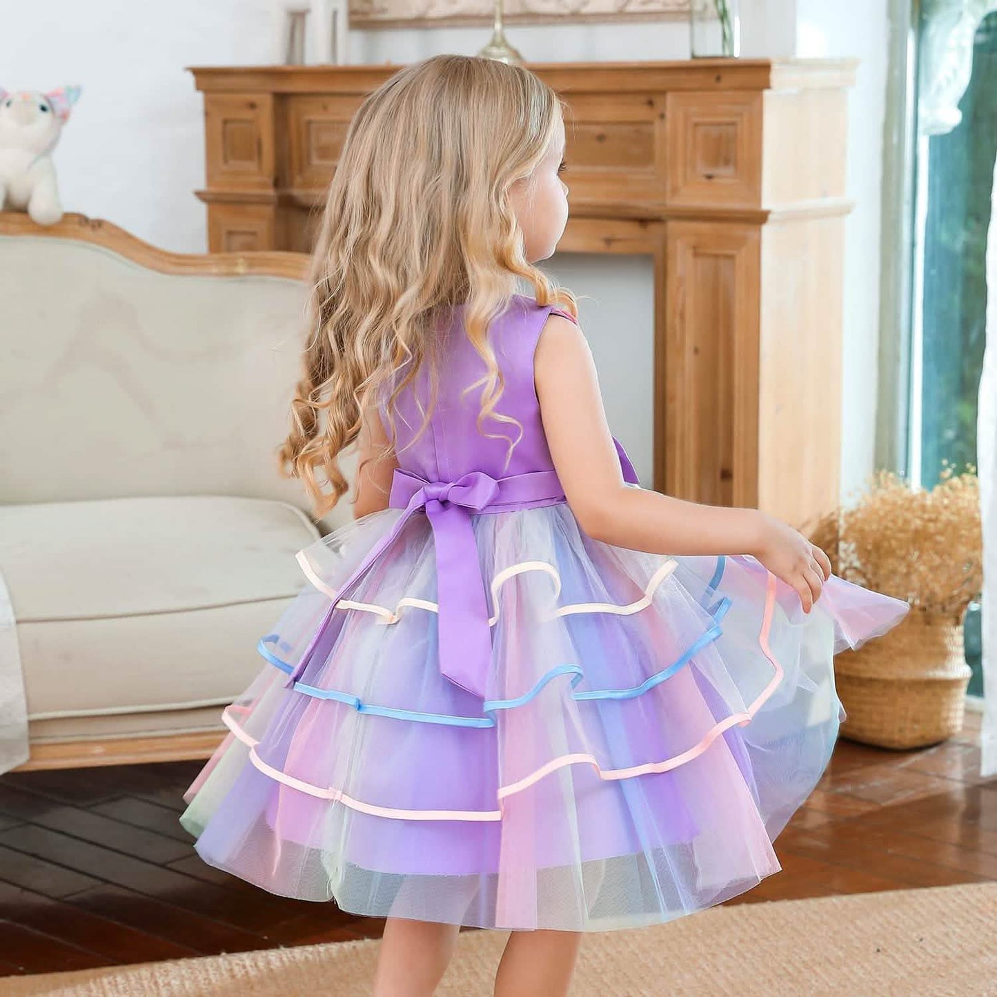 Girl's Rainbow Tulle Lace Dress DailySale