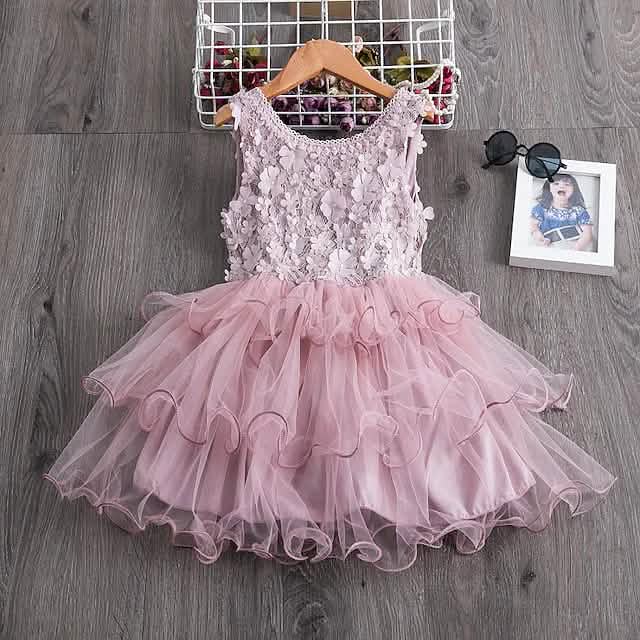 Girls' Ruffle Mesh Embroidered Dress DailySale