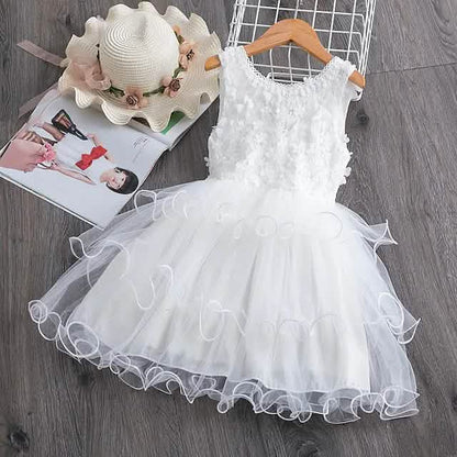 Girls' Ruffle Mesh Embroidered Dress DailySale