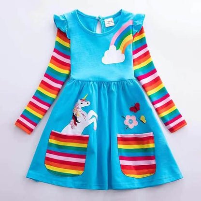 Girls' Unicorn Rainbow Flower Dress DailySale