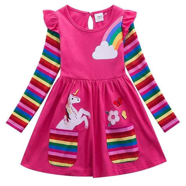 Girls' Unicorn Rainbow Flower Dress DailySale