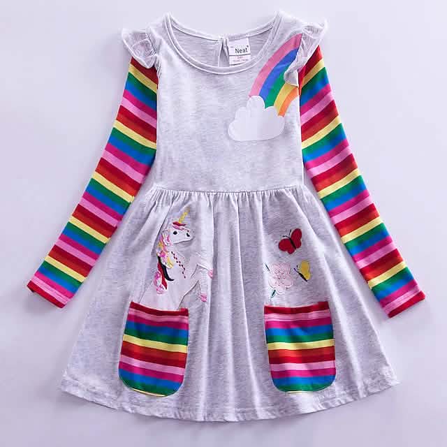 Girls' Unicorn Rainbow Flower Dress DailySale