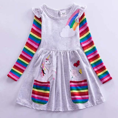 Girls' Unicorn Rainbow Flower Dress DailySale