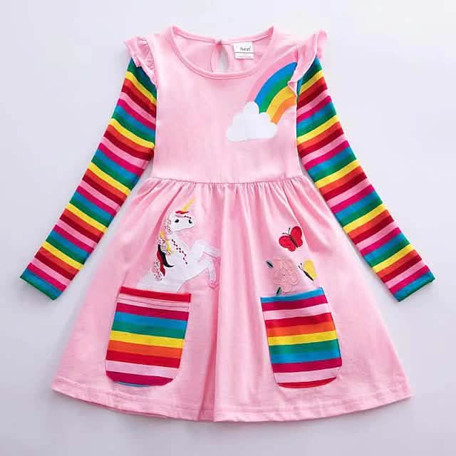 Girls' Unicorn Rainbow Flower Dress DailySale