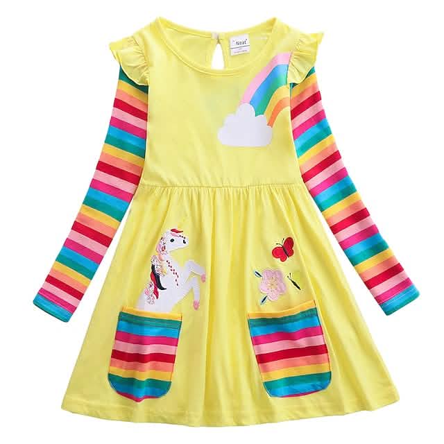 Girls' Unicorn Rainbow Flower Dress DailySale