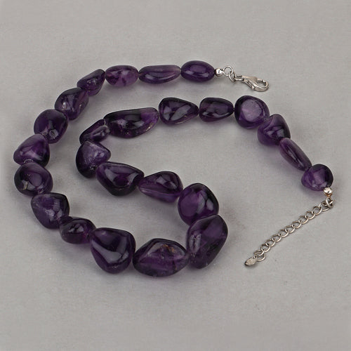 Amethyst Beaded Necklace, Genuine Raw Amethyst Beads Necklace for Women in Sterling Silver, February Birthstone Necklace, Gift for Mom Bids.com