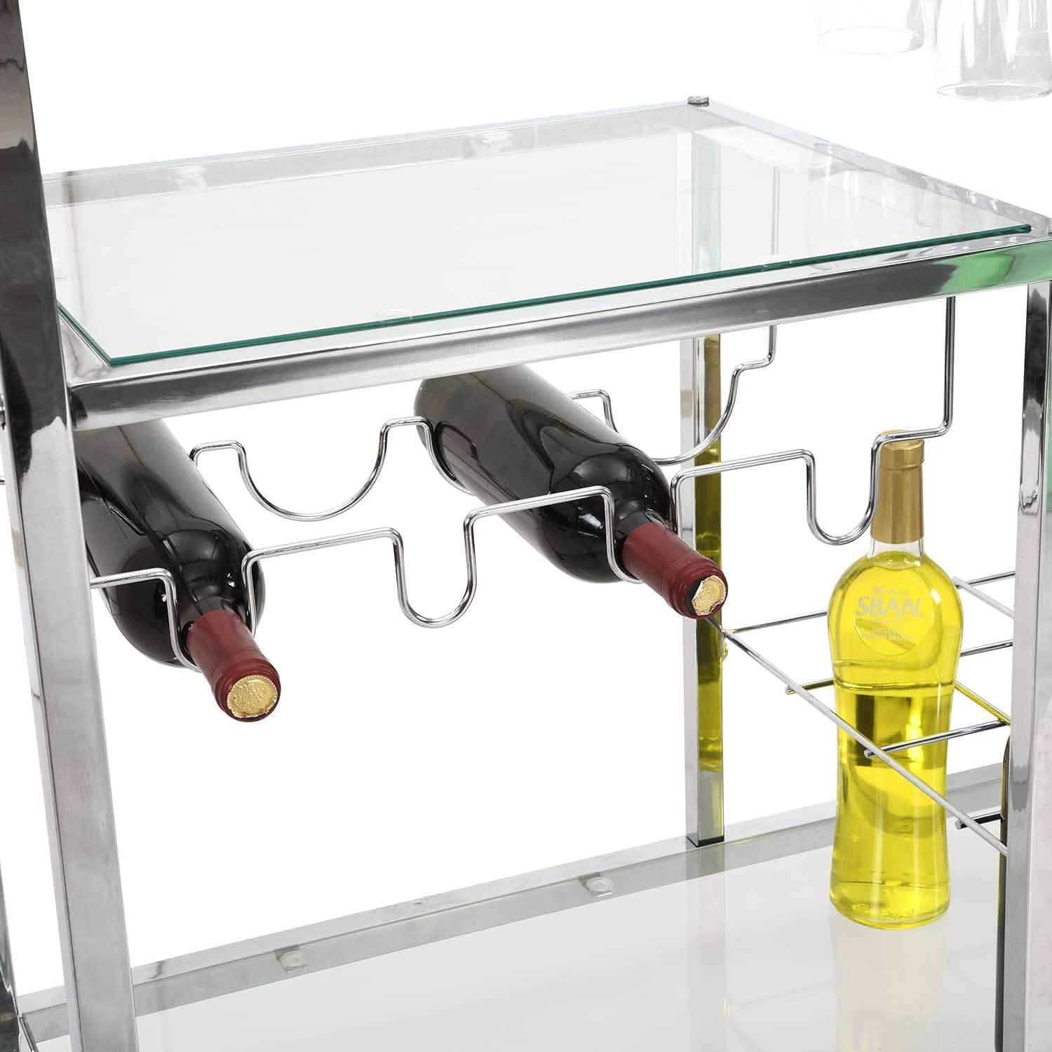 Glass Bar Cart with Wine Rack & Glass Holder DailySale