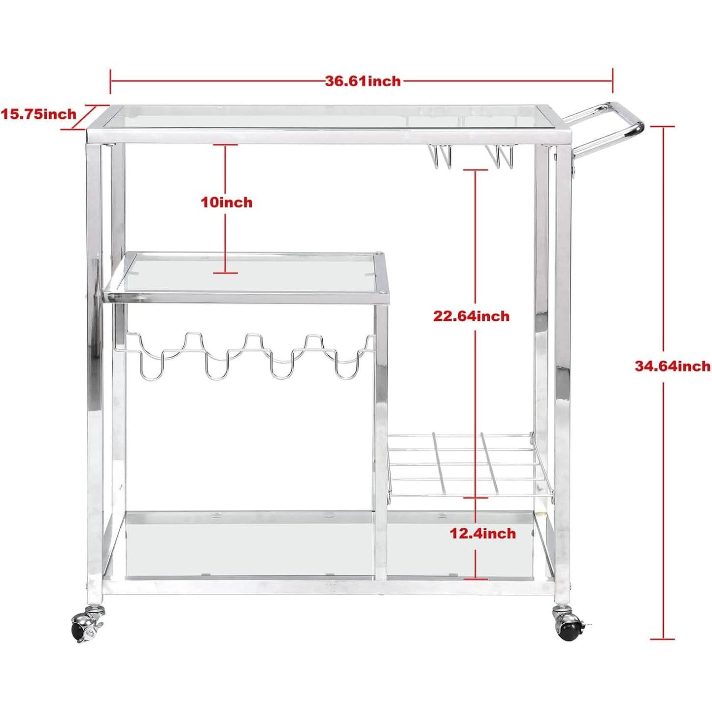 Glass Bar Cart with Wine Rack & Glass Holder DailySale