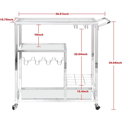 Glass Bar Cart with Wine Rack & Glass Holder DailySale