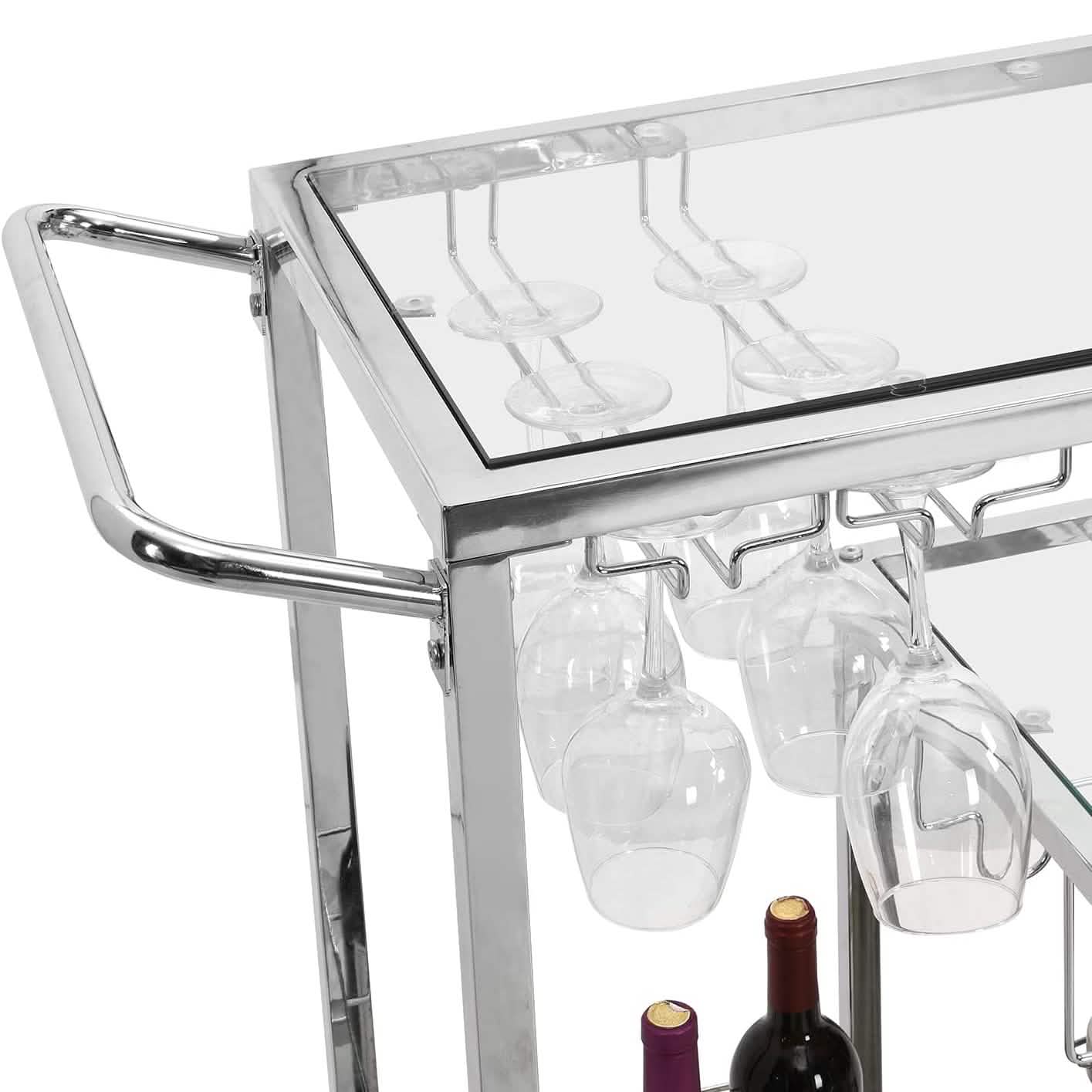 Glass Bar Cart with Wine Rack & Glass Holder DailySale
