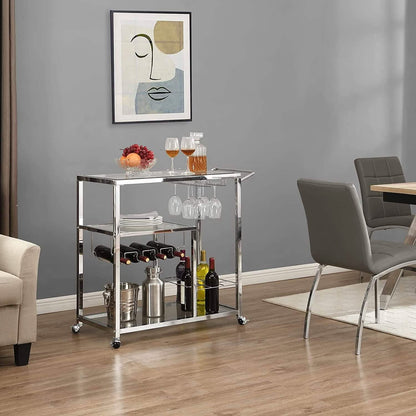 Glass Bar Cart with Wine Rack & Glass Holder DailySale