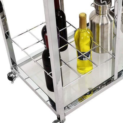 Glass Bar Cart with Wine Rack & Glass Holder DailySale