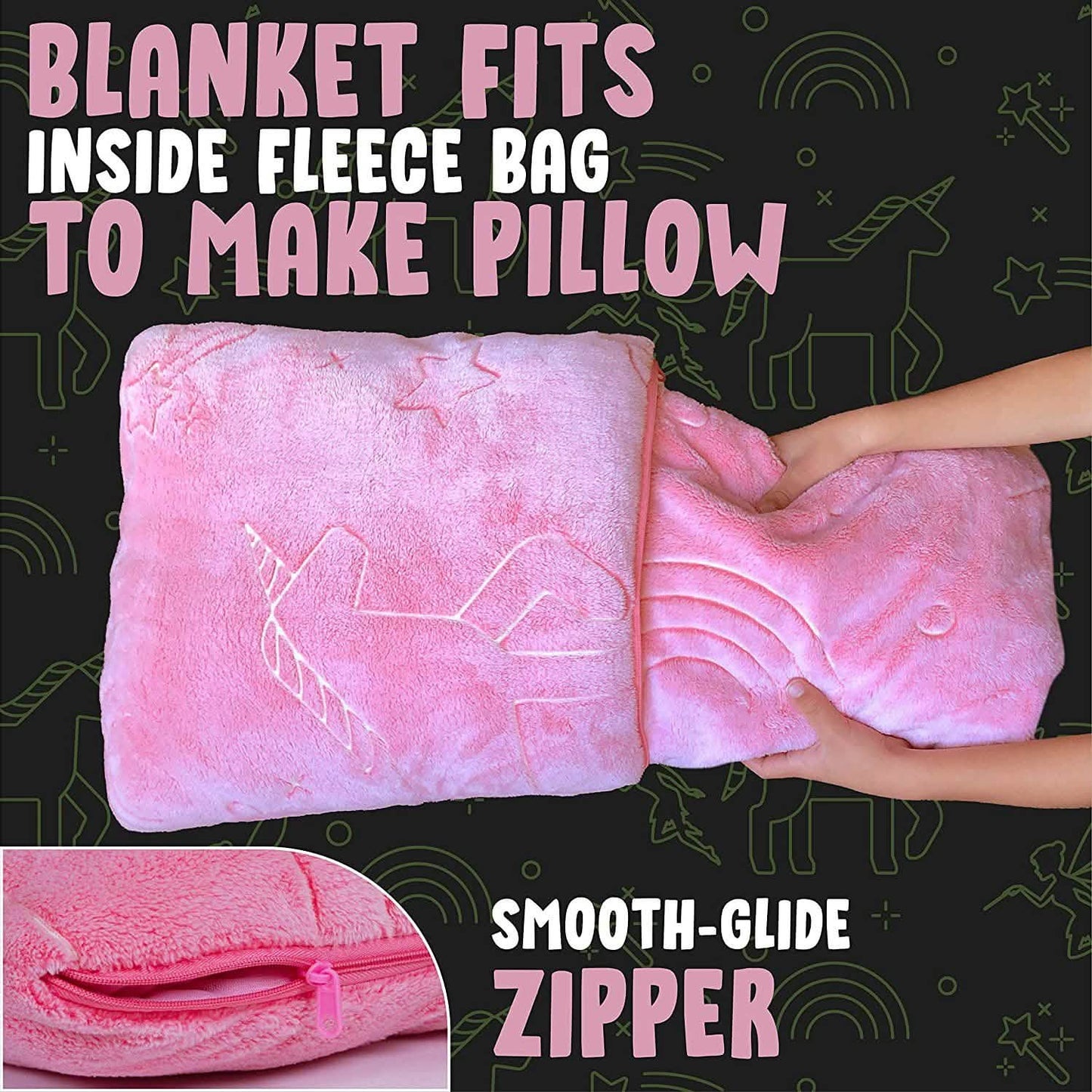 Glo-Fun Glow in the Dark Unicorn Blanket and Pillow Bag DailySale