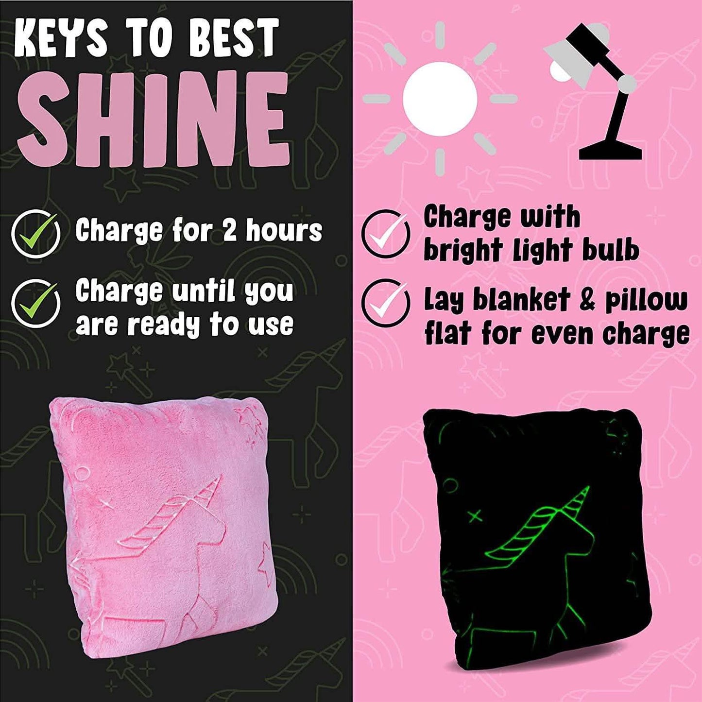 Glo-Fun Glow in the Dark Unicorn Blanket and Pillow Bag DailySale