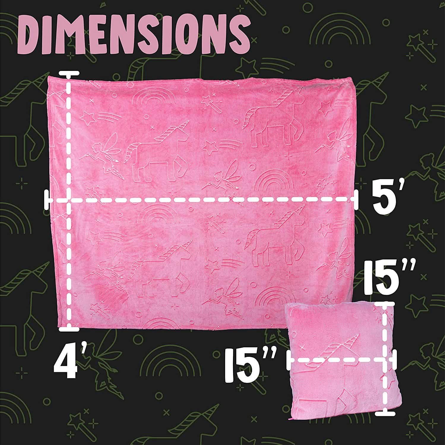 Glo-Fun Glow in the Dark Unicorn Blanket and Pillow Bag DailySale