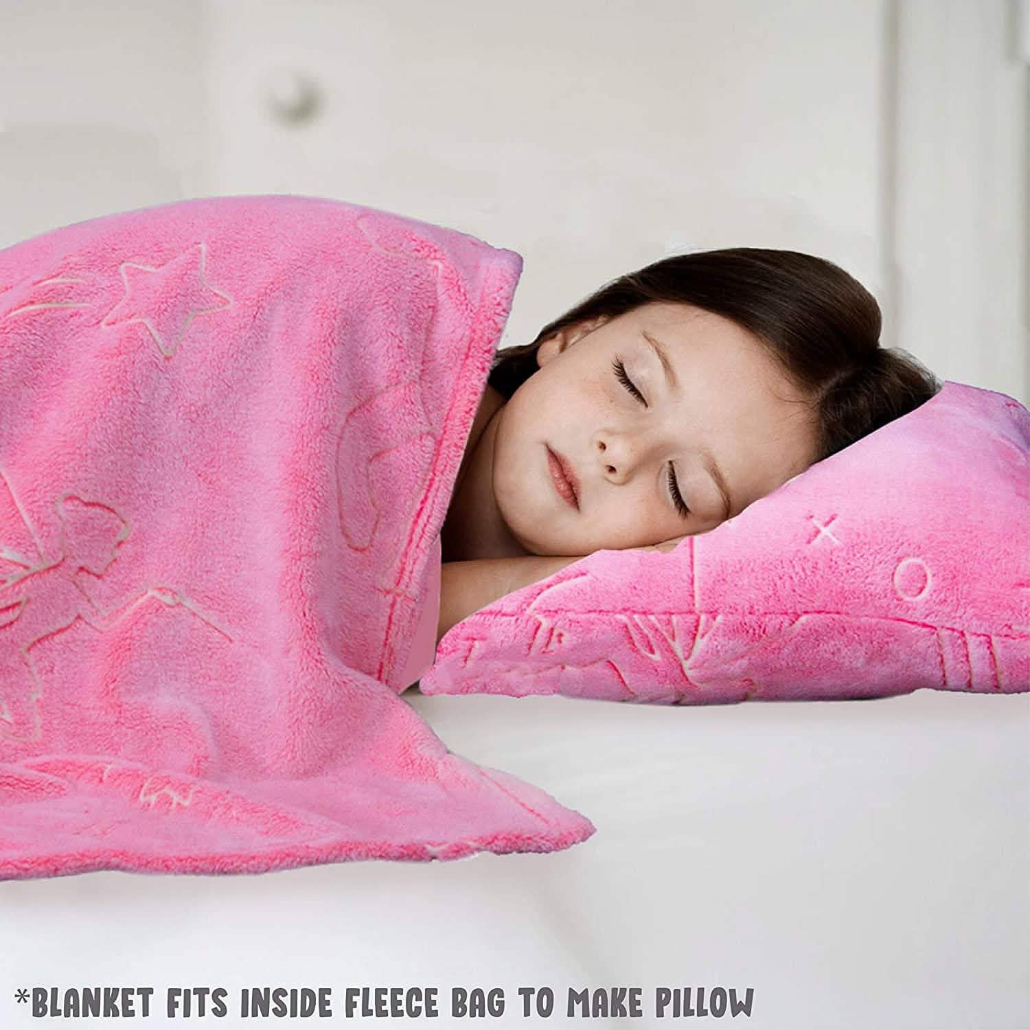 Glo-Fun Glow in the Dark Unicorn Blanket and Pillow Bag DailySale