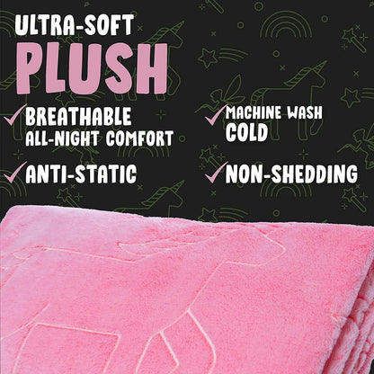 Glo-Fun Glow in the Dark Unicorn Blanket and Pillow Bag DailySale
