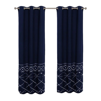 2-Piece Set: Global Indigo Embroidered Window Panel Pair DailySale