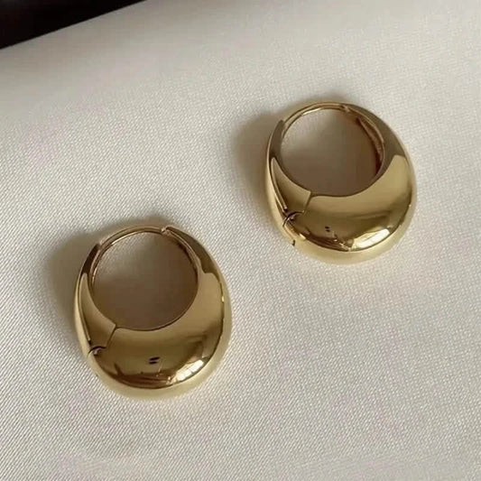 Glossy Chunky Shaped Hoop Earrings Copper Jewelry Vintage Elegant Style Female Geometric Ear Buckles DailySale