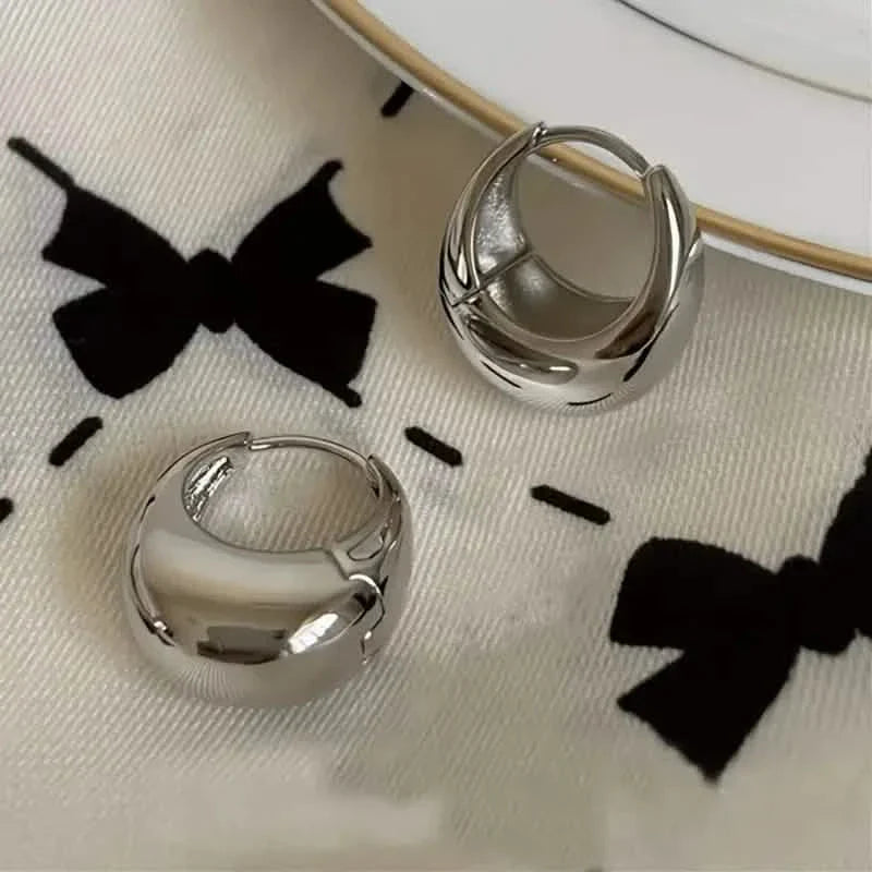 Glossy Chunky Shaped Hoop Earrings Copper Jewelry Vintage Elegant Style Female Geometric Ear Buckles DailySale