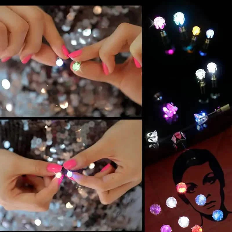 Glowing Rainbow LED Earrings: Color-Changing Ear Drop Pendants with Light-Up Crown Studs DailySale