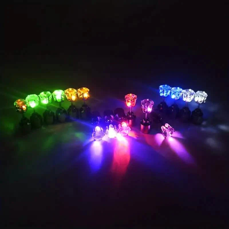 Glowing Rainbow LED Earrings: Color-Changing Ear Drop Pendants with Light-Up Crown Studs DailySale