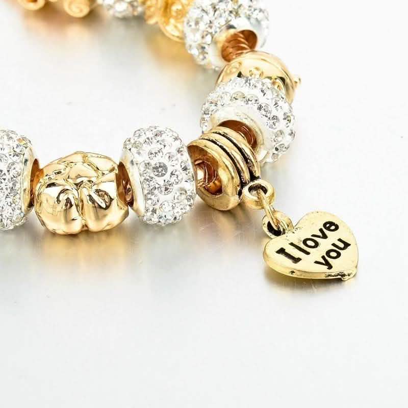 Gold Austrian Crystal "I Love You" Charm Bracelet DailySale