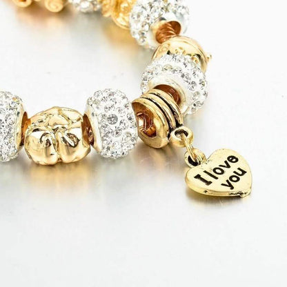 Gold Austrian Crystal "I Love You" Charm Bracelet DailySale