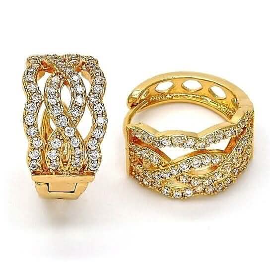 Gold Filled High Polish Finsh Diamond Accent Huggie Hoop Earrings DailySale