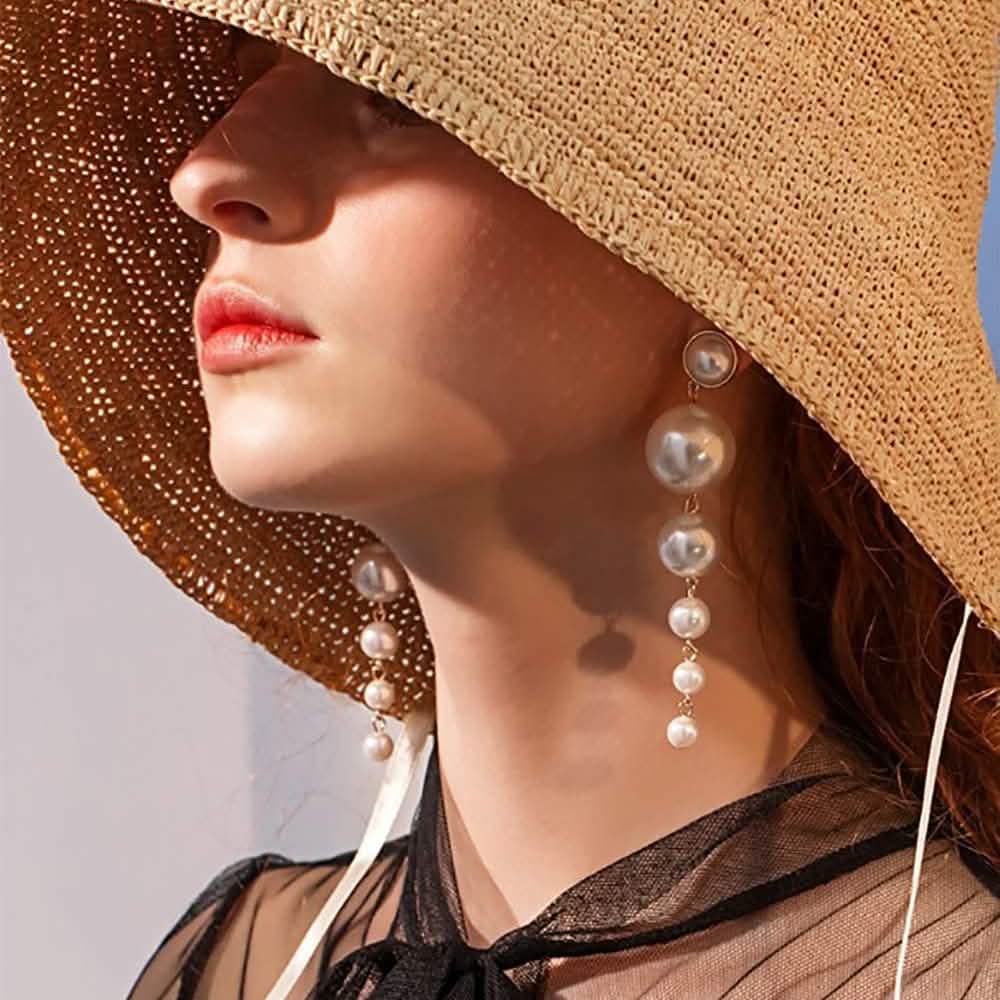 Gold Long Fringe Pearl Earrings DailySale