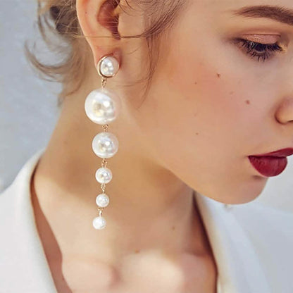 Gold Long Fringe Pearl Earrings DailySale