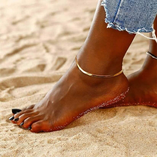 Gold Magic Herringbone Flat Anklet DailySale
