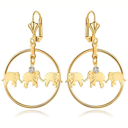 Gold Plated Elephant Dangle Earrings Made with Swarovski Crystals DailySale
