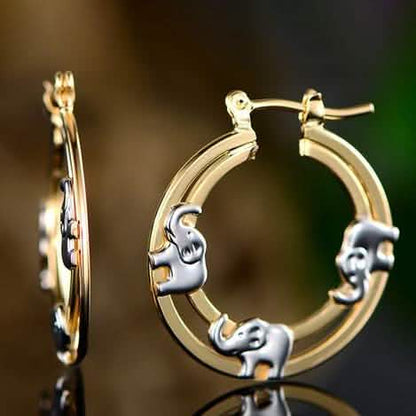 Gold Plated Elephant Stamp Hoop Earrings DailySale