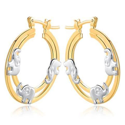 Gold Plated Elephant Stamp Hoop Earrings DailySale